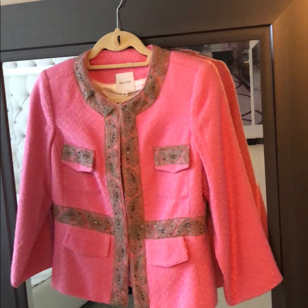 Beautiful Stunning Pink Embroidered Walter Blazer